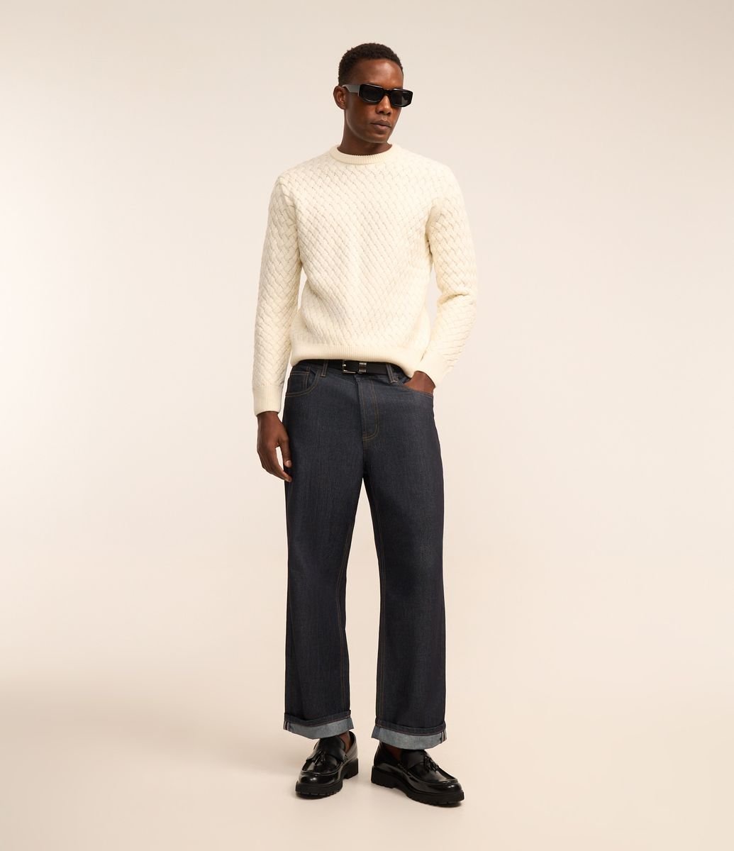 Suéter com Textura Tresse Off White
