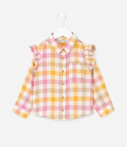 Camisa Infantil com Babados e Estampa Xadrez - Tam 1  A 5