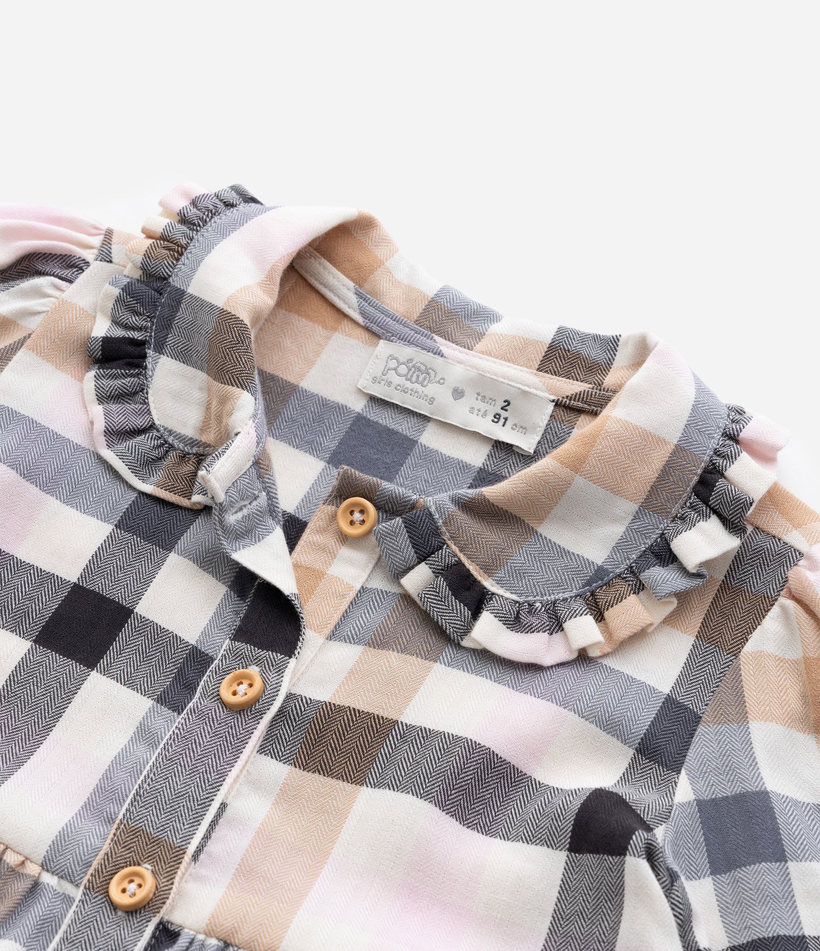 Vestido Infantil Xadrez com Gola Boneca - Tam 1 a 5 anos Multicores 5