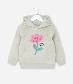 Casaco Infantil em Fleece e Bordado Florzinha - Tam 1 a 5 Anos