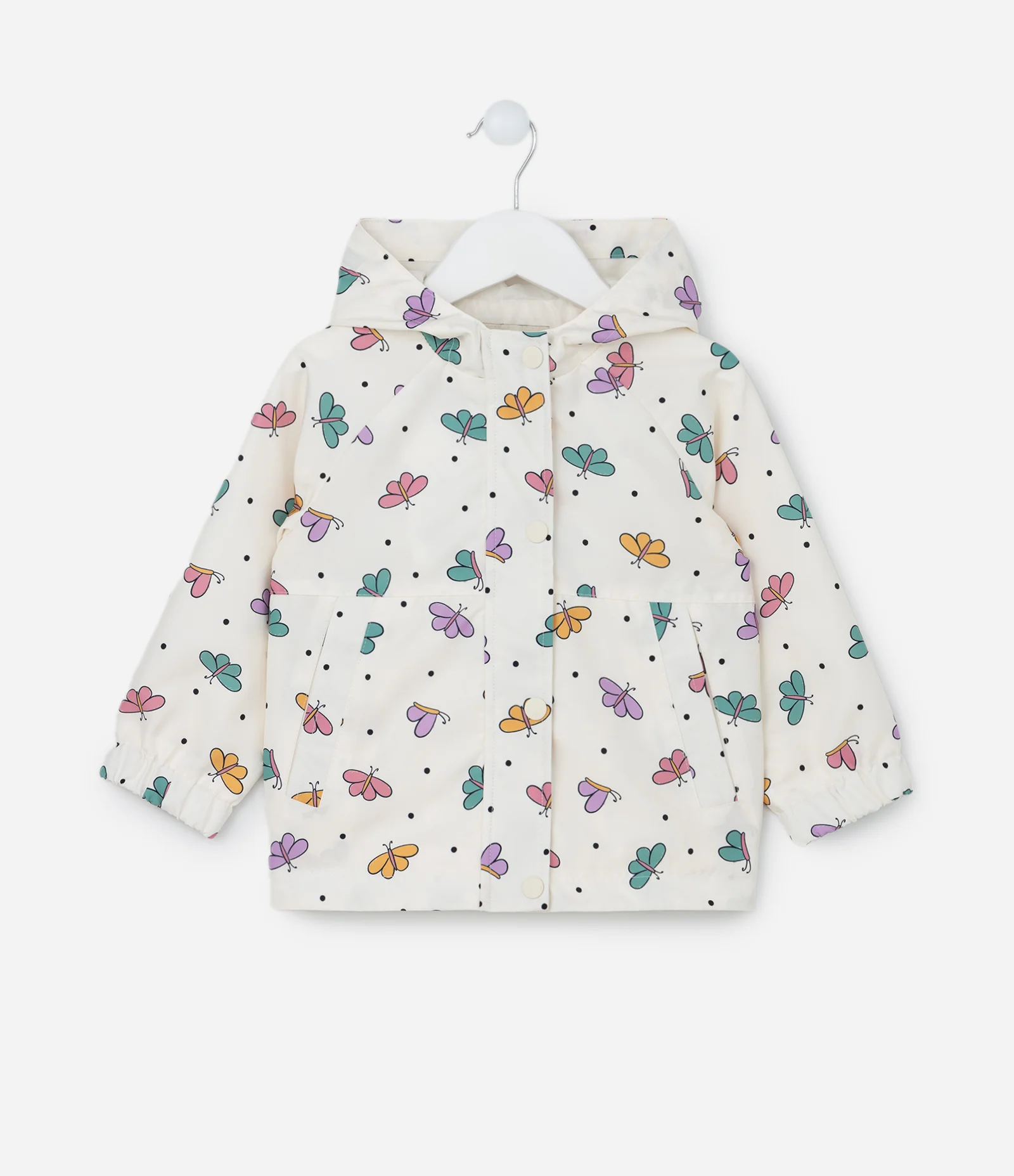 Jaqueta Quebra Vento Infantil com Estampa Borboletas - Tam 1 a 5 Anos Off White 1