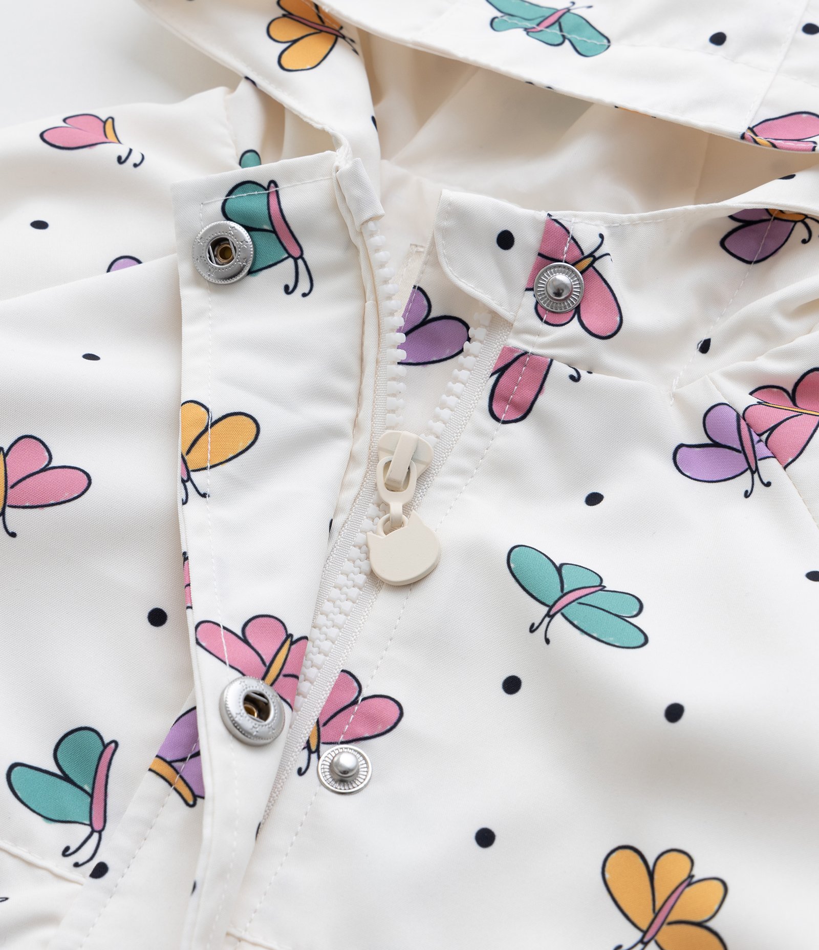 Jaqueta Quebra Vento Infantil com Estampa Borboletas - Tam 1 a 5 Anos Off White 5