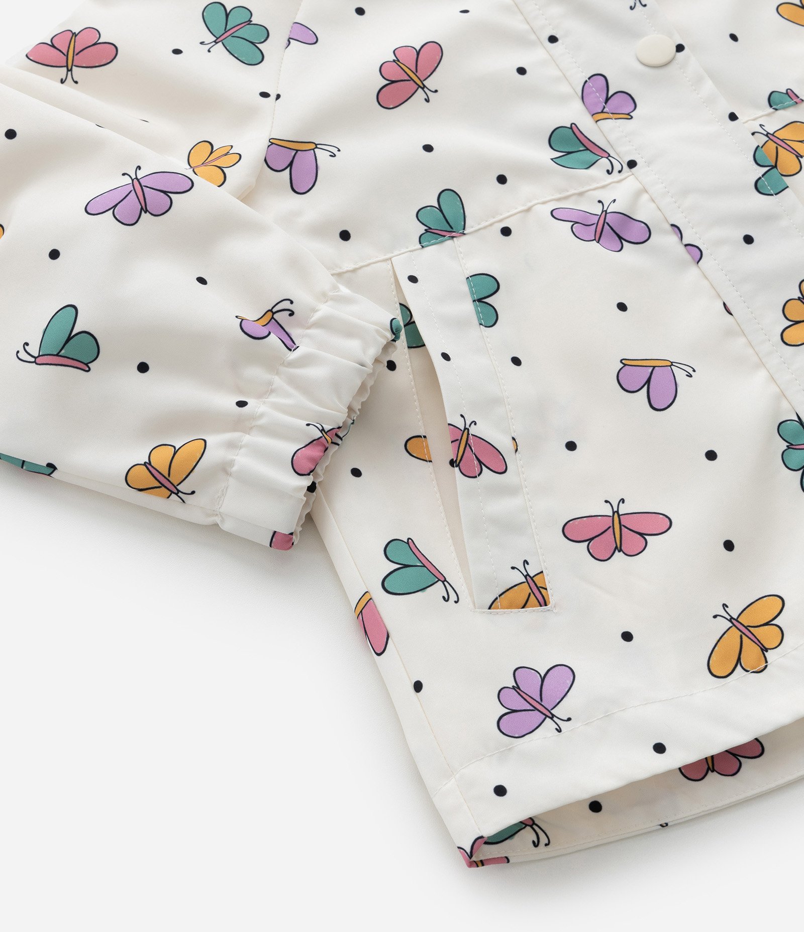 Jaqueta Quebra Vento Infantil com Estampa Borboletas - Tam 1 a 5 Anos Off White 6