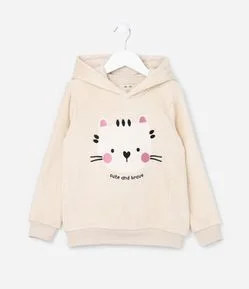 Casaco Infantil em Fleece com Bordado Gatinho - Tam 1 a 5 Anos