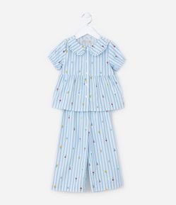 Conjunto Infantil com Estampa Florzinhas e Listras - Tam 1 a 5 Anos