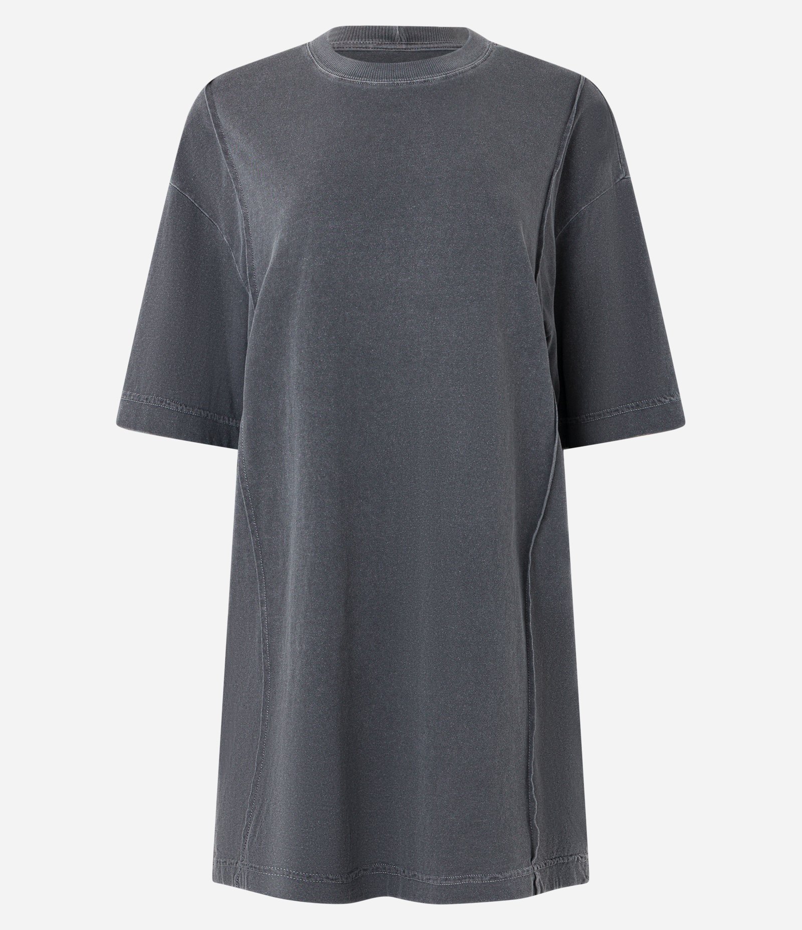 Camiseta Over em Algodão Estonado e com Frisos Frontais Preto 4