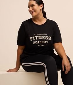 Camiseta Esportiva Oversized em Algodão Estampada Fitness Academy Curve e Plus Size