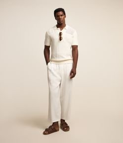 Calça em Alfaiataria Acetinada em com Cós Elástico