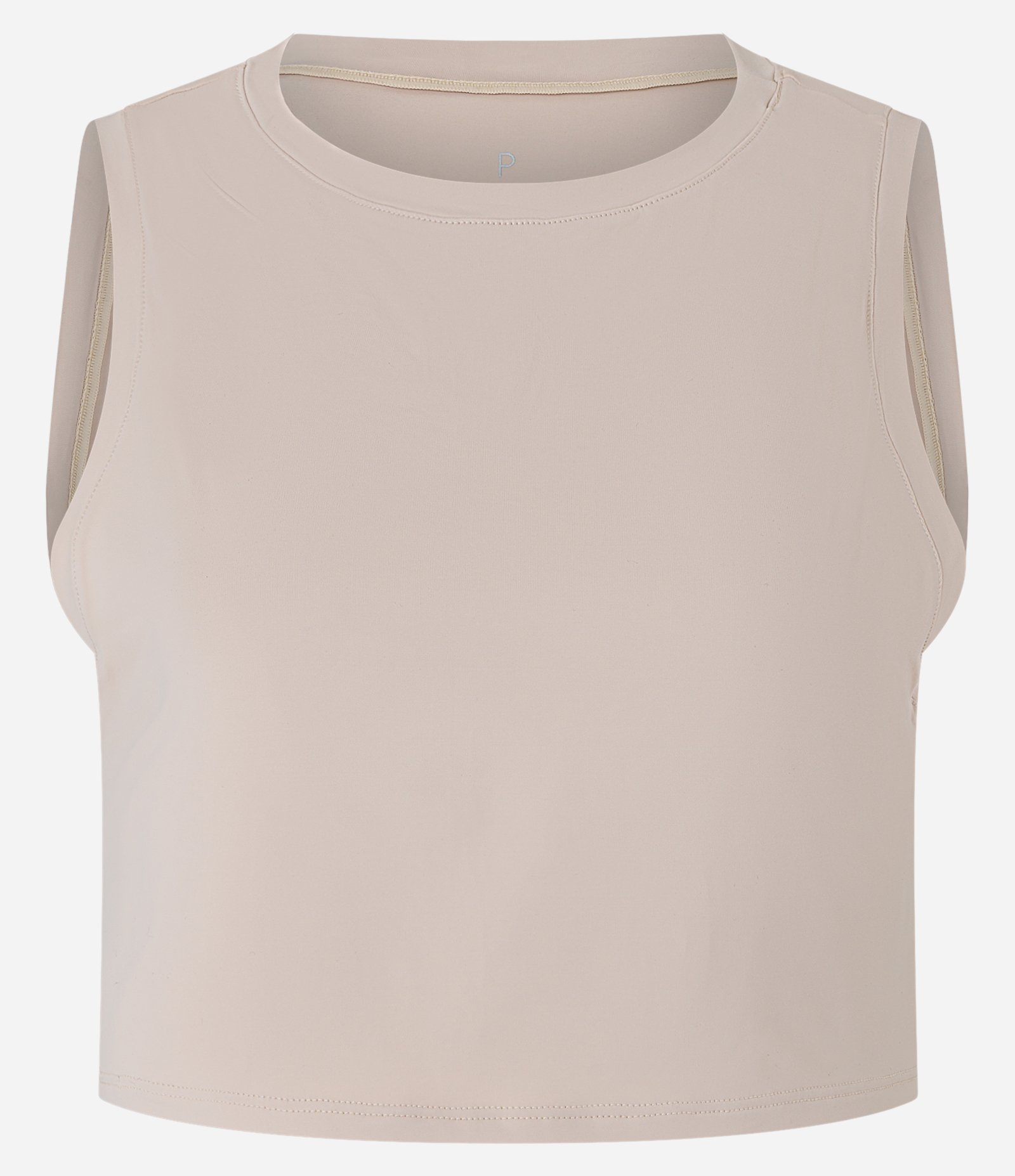 Regata Cropped Esportiva em Poliamida Bege 4