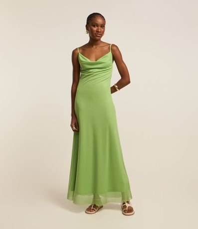 Vestido New Midi em Tule com Decote Degagê Menor preço em Vestido New Midi em Tule com Decote Degagê