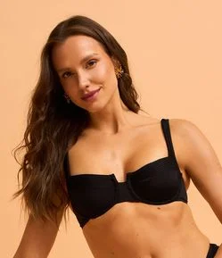 Biquini Top Meia Taça com Detalhes Texturizados