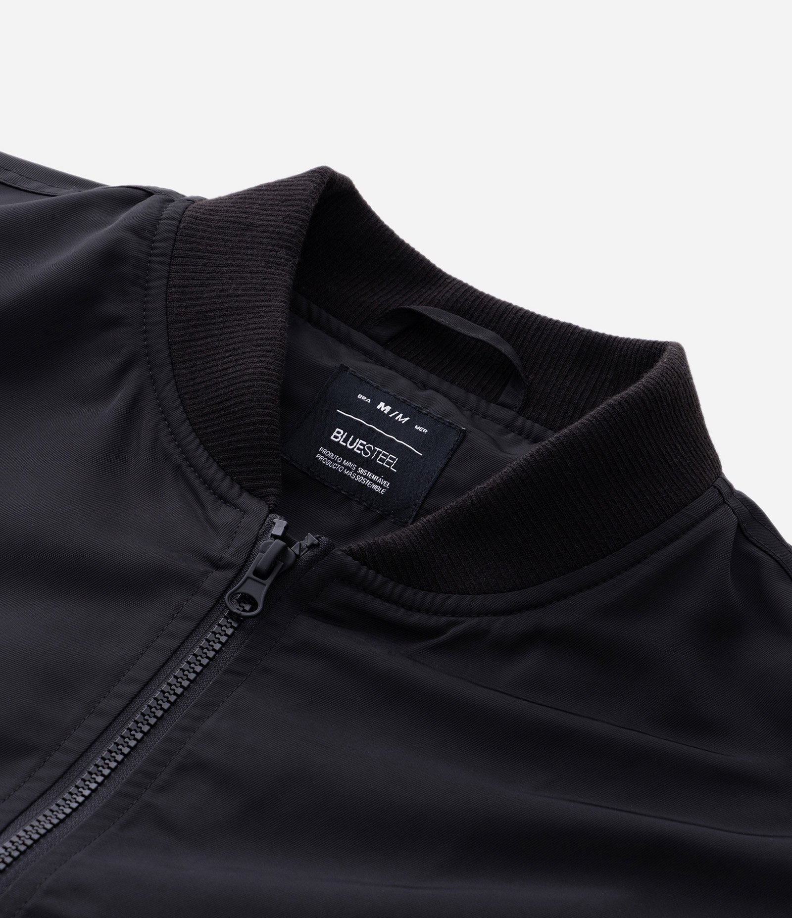 Jaqueta Bomber Aberta com Zíper Preto 12