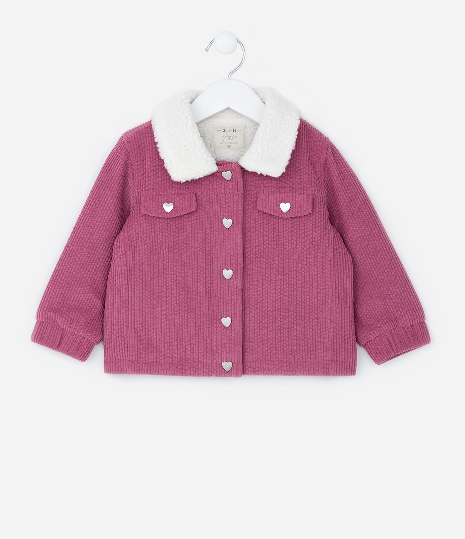 Jaqueta Infantil em Veludo com Gola com Pelinhos - Tam 1 a 5 Anos Roxo 1