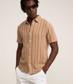 Camisa Regular em Algodão com Listras Verticais