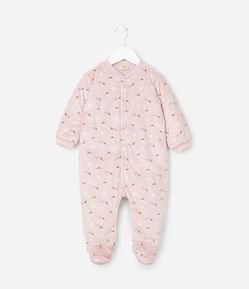 Macacão Infantil em Plush com Estampa Abelhinhas - Tam 0 a 18 meses.