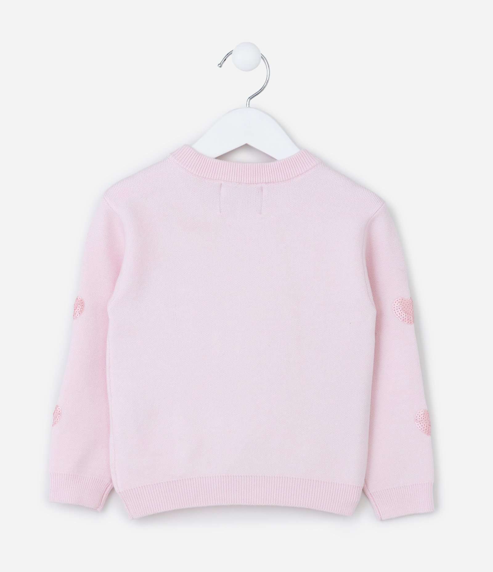 Suéter Infantil em Tricô com Bordado em Paetês - Tam 1 a 5 Anos Rosa 2