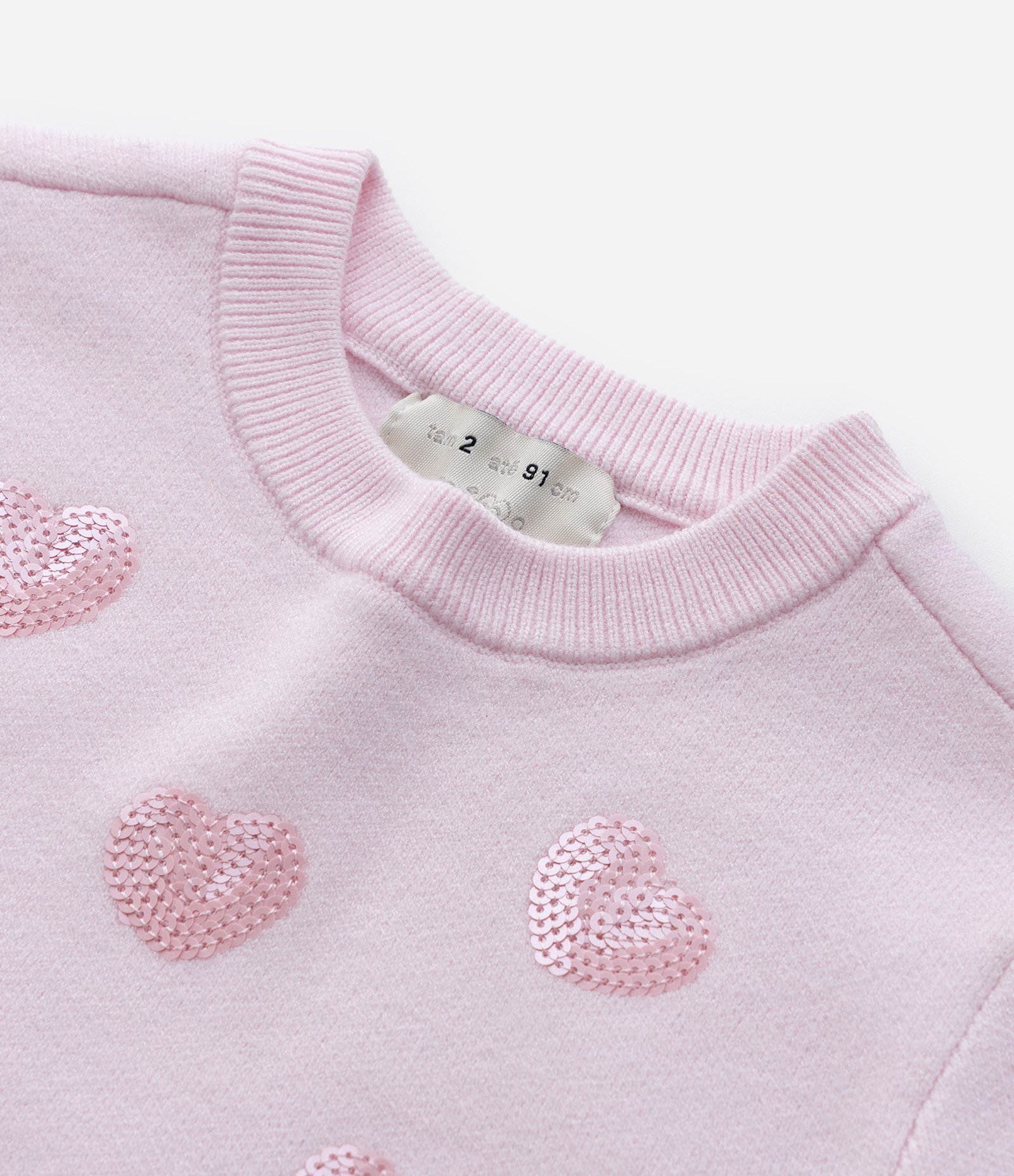 Suéter Infantil em Tricô com Bordado em Paetês - Tam 1 a 5 Anos Rosa 5