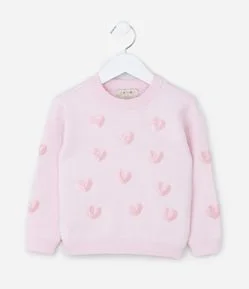 Suéter Infantil em Tricô com Bordado em Paetês - Tam 1 a 5 Anos