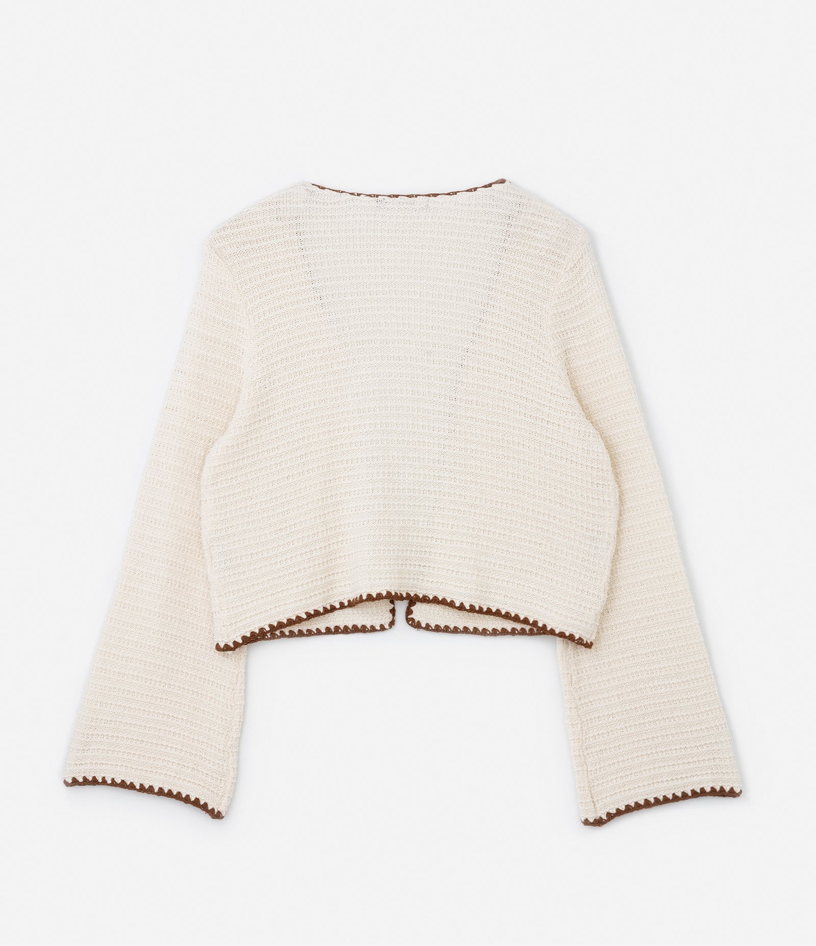 Cardigan em Tricô Acabamento Contrastante Curve & Plus Size Off White 6