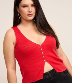 Colete em Tricô com Botões Contrastantes Curve & Plus Size
