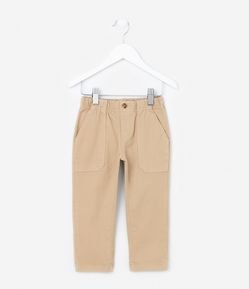 Calça Reta Infantil em Sarja com Bolsos - Tam 1 a 5 Anos