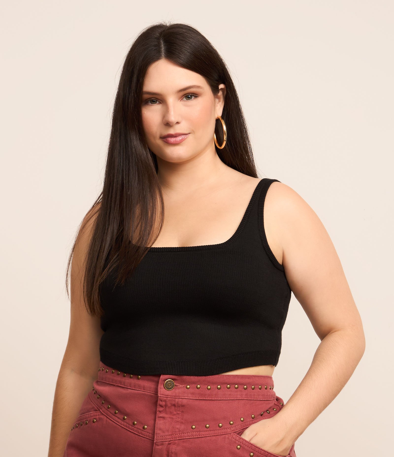 Blusa Cropped em Tricô Curve & Plus Size Preto 3
