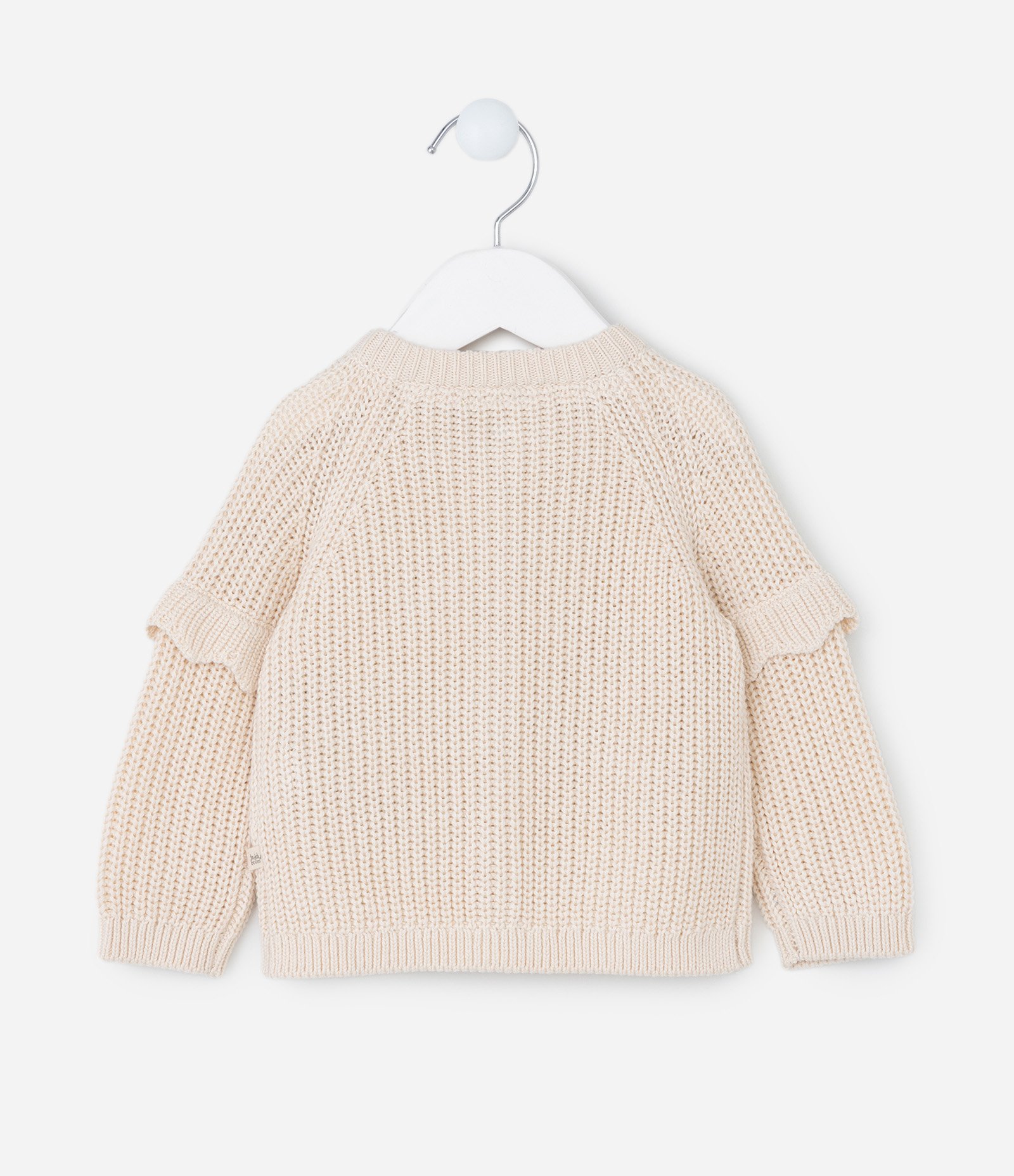 Cardigan Infantil com Babados e Bordado Floral - Tam 0 a 18 meses Bege 2