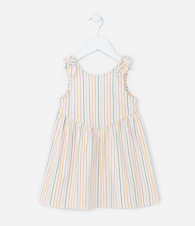 Vestido Infantil Listrado com Alça de Lacinho - Tam 1 a 5 anos