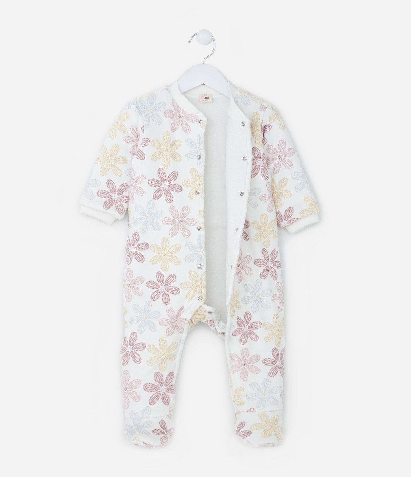 Macacão Infantil em Plush com Estampa Floral - Tam 0 a 18 meses Multicores 3