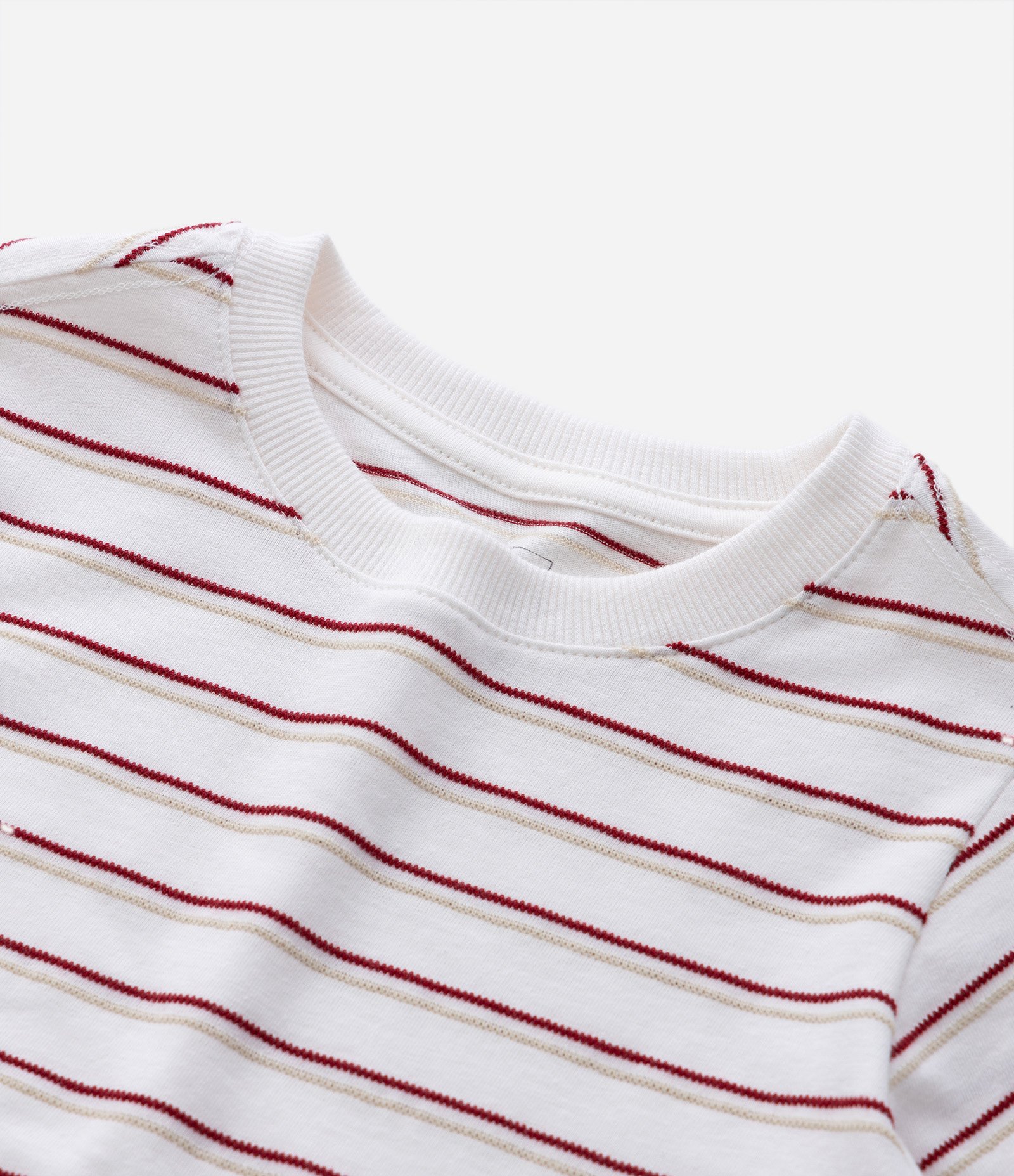 Camiseta Infantil com Listras Texturizada - Tam 1 a 5 Anos Branco/Vermelho 4