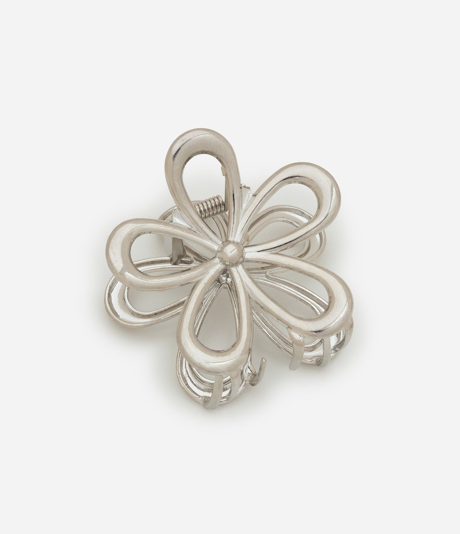 Piranha De Cabelo em Metal com Formato de Flor Vazada Prata 1