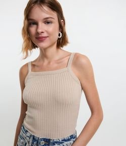 Blusa de Alça em Tricô Seamless com Costas Abertas