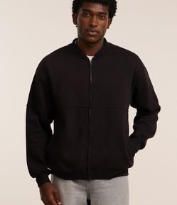 Jaqueta Bomber em Moletom com Zíper