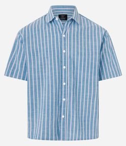 Camisa Boxy em Oxford com Listras Finas