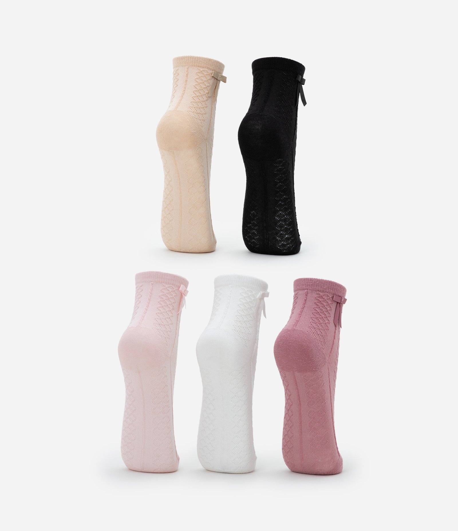 Kit 05 Meias Infantis Texturizadas com Lacinho - Tam 19 a 34 Multicores 3