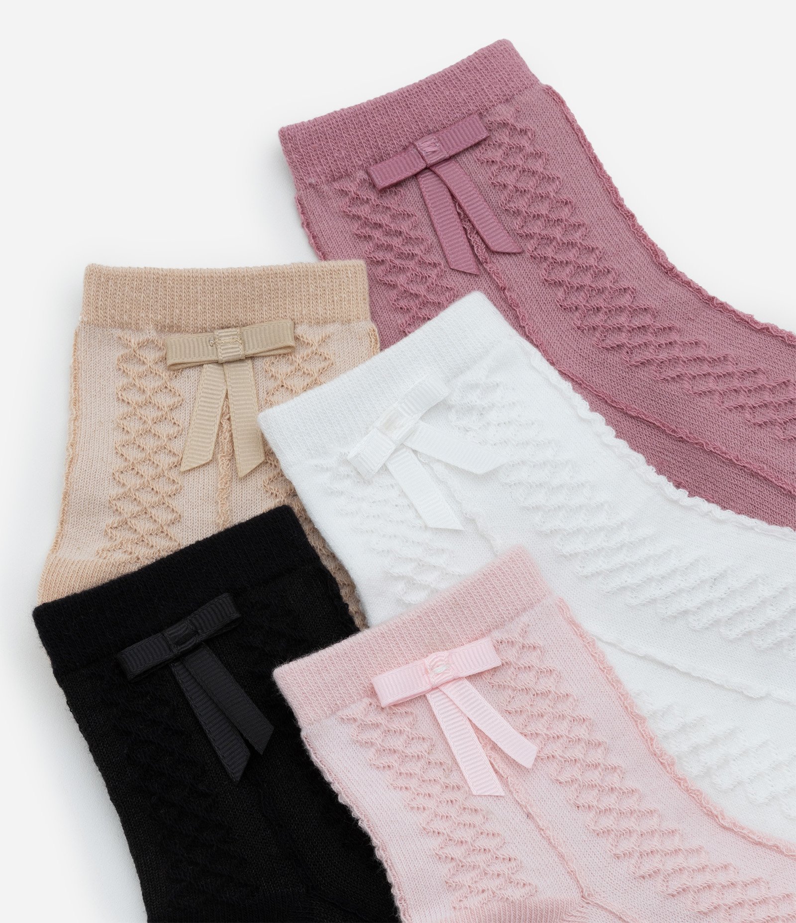 Kit 05 Meias Infantis Texturizadas com Lacinho - Tam 19 a 34 Multicores 4