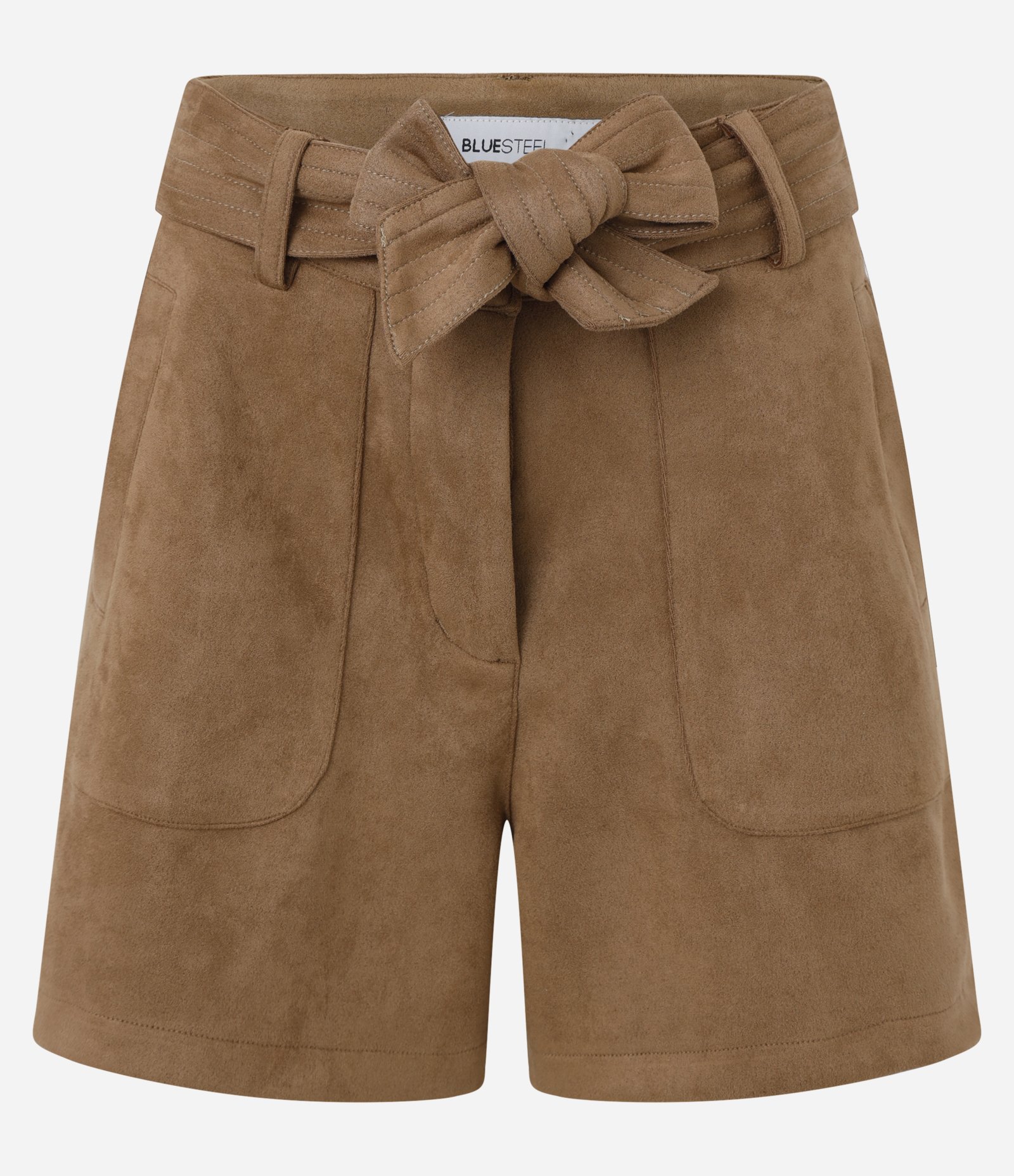 Short Clochard em Suedine com Cinto e Bolsos Aplicados Marrom 5