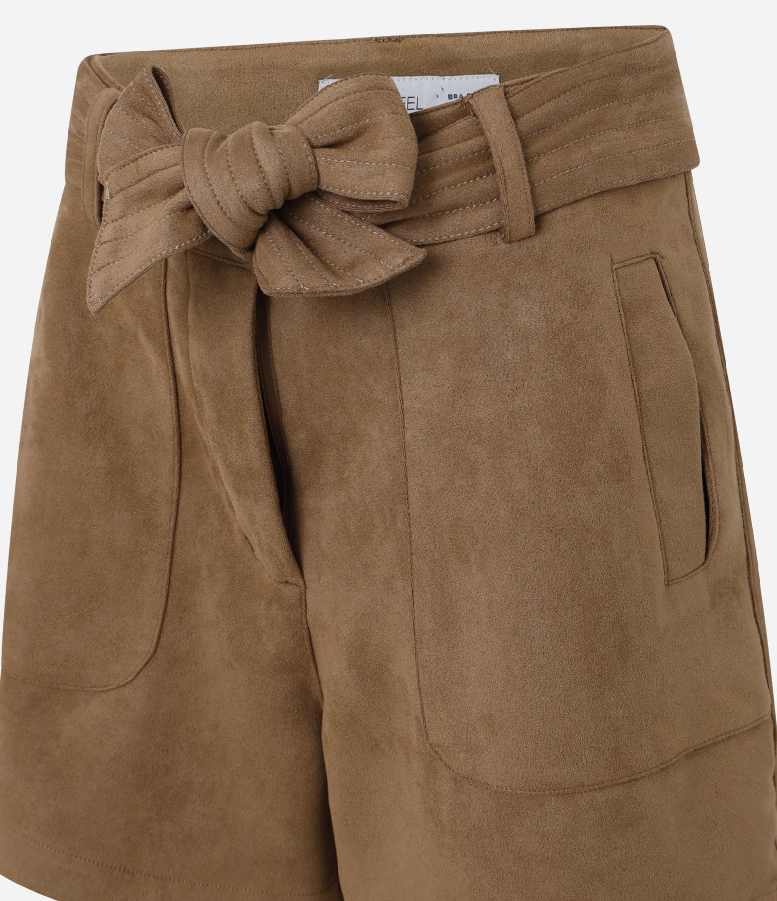 Short Clochard em Suedine com Cinto e Bolsos Aplicados Marrom 6