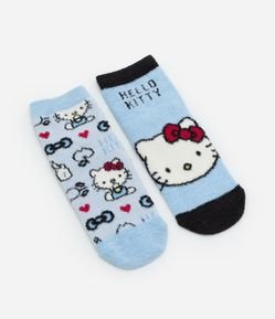 Kit 02 Meias Infantis em Chenille com Estampa Hello Kitty - Tam 19 a 34