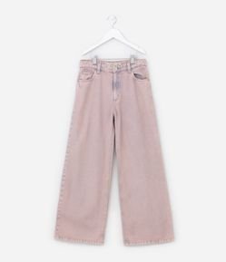 Calça Wide Leg Infantil Jeans Estonada - Tam 5 a 14 Anos