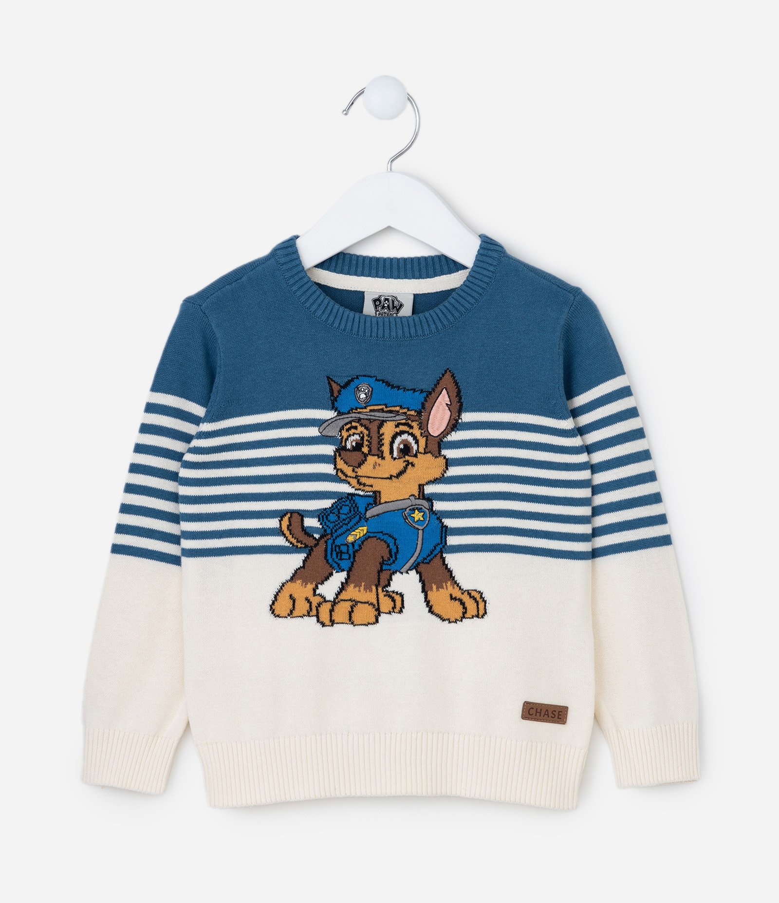 Suéter Infantil com Estampa Chase Patrulha Canina - Tam 1 a 6 Anos Azul/Off White 1