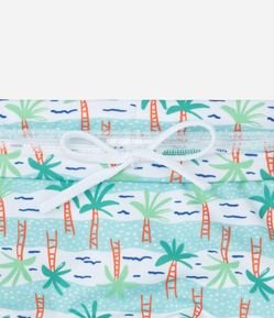 Sunga Boxer Infantil com Microfibra com Estampa Coqueiros - Tam 2 a 4 Anos