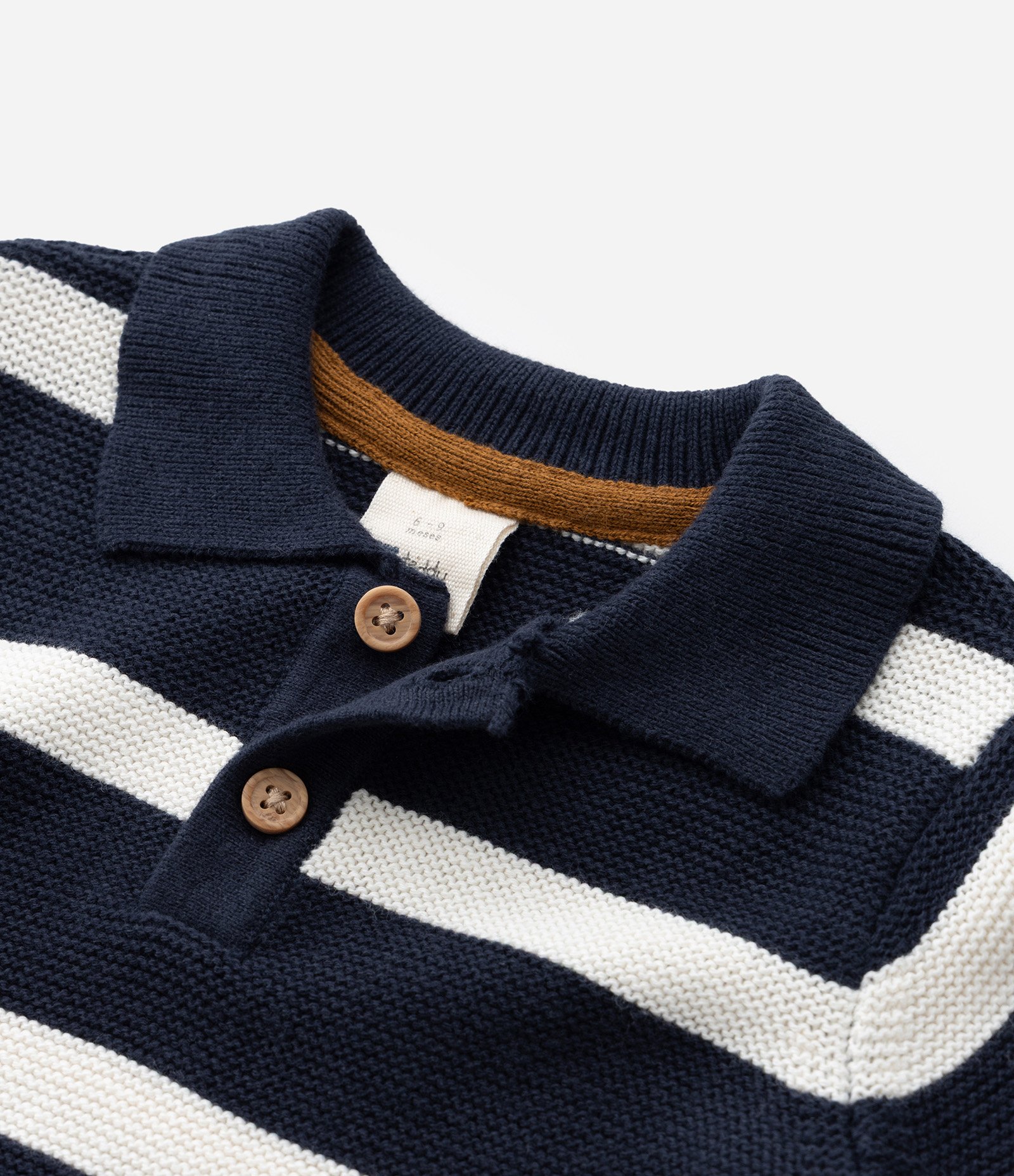 Suéter Infantil em Tricô Listras e Etiqueta na Barra - Tam 0 a 18 meses Azul 4