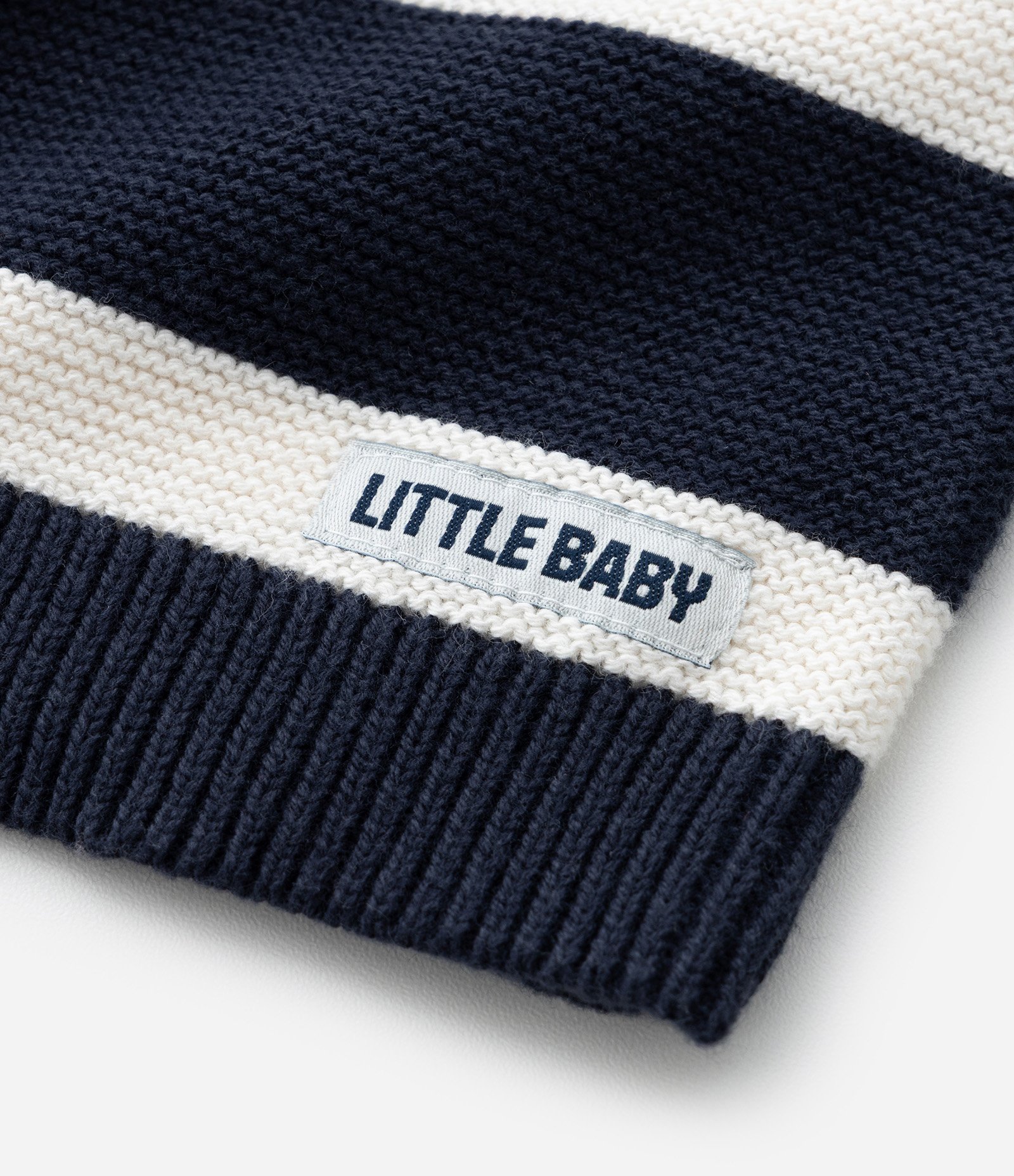 Suéter Infantil em Tricô Listras e Etiqueta na Barra - Tam 0 a 18 meses Azul 5