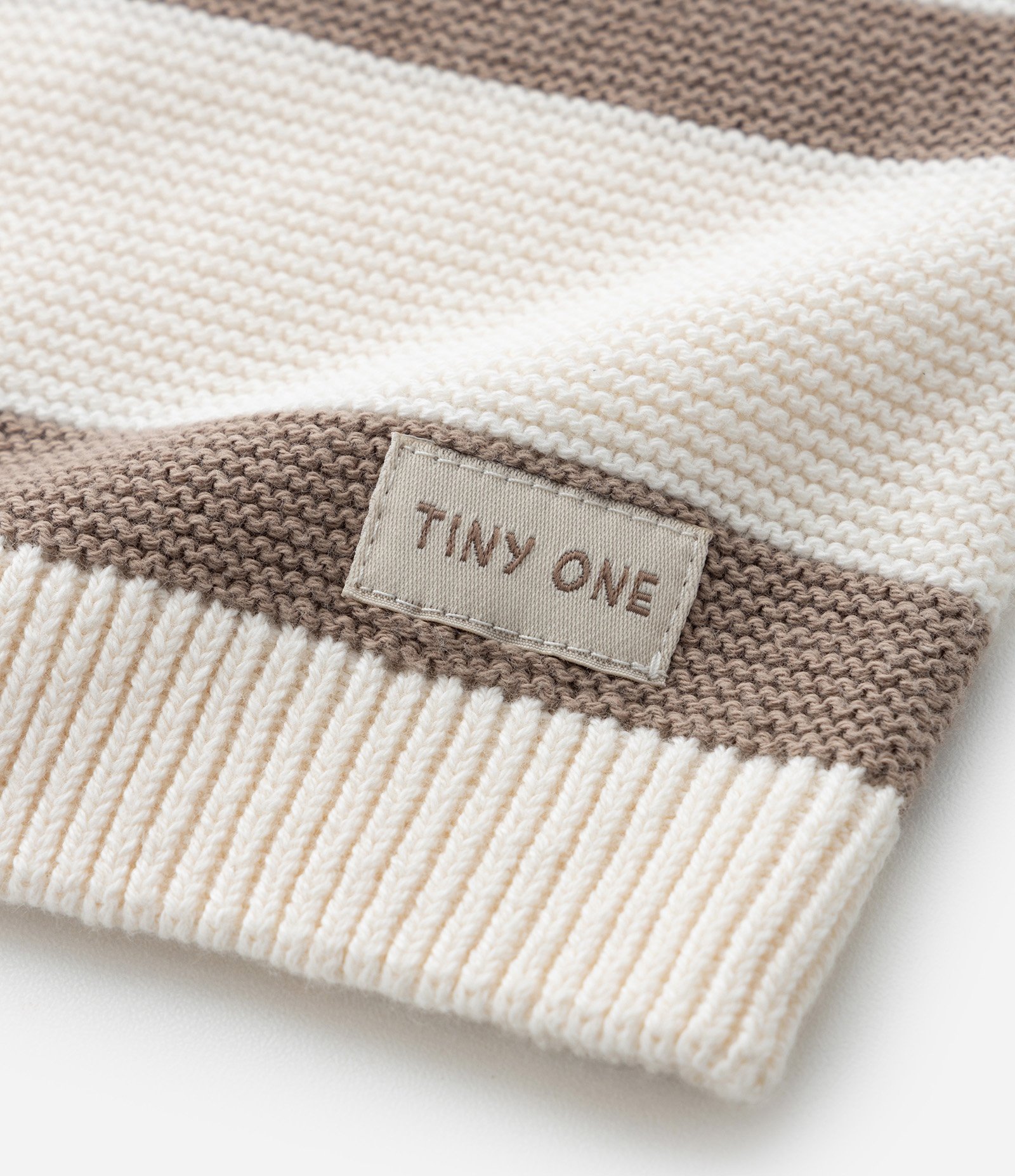 Suéter Infantil em Tricô Listras e Etiqueta na Barra - Tam 0 a 18 meses Bege 4