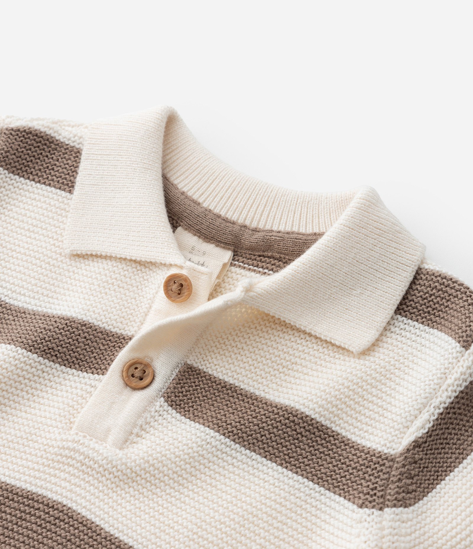 Suéter Infantil em Tricô Listras e Etiqueta na Barra - Tam 0 a 18 meses Bege 5