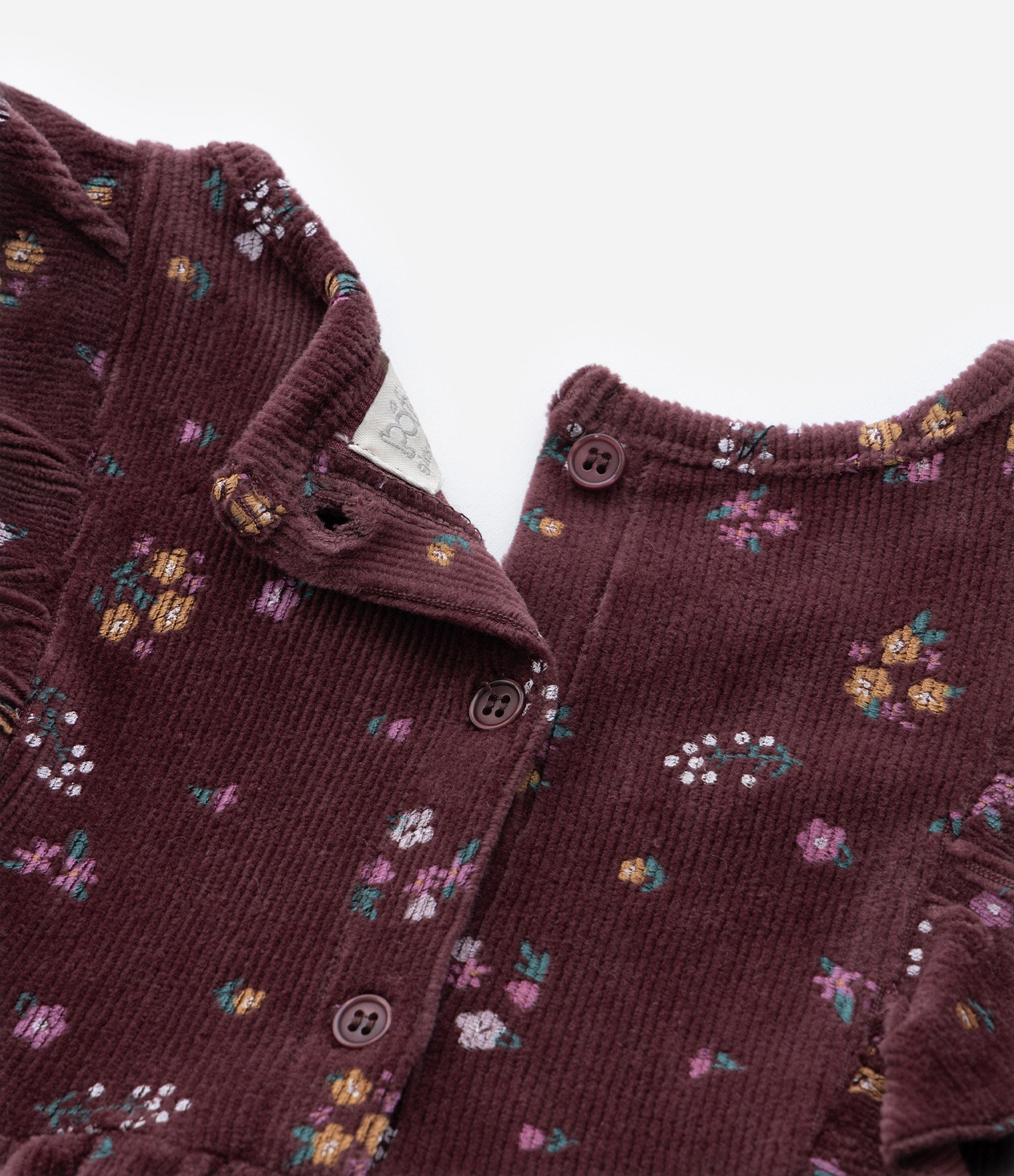 Vestido Infantil em Veludo com Estampa Floral - Tam 1 a 5 Anos Vermelho Escuro 5
