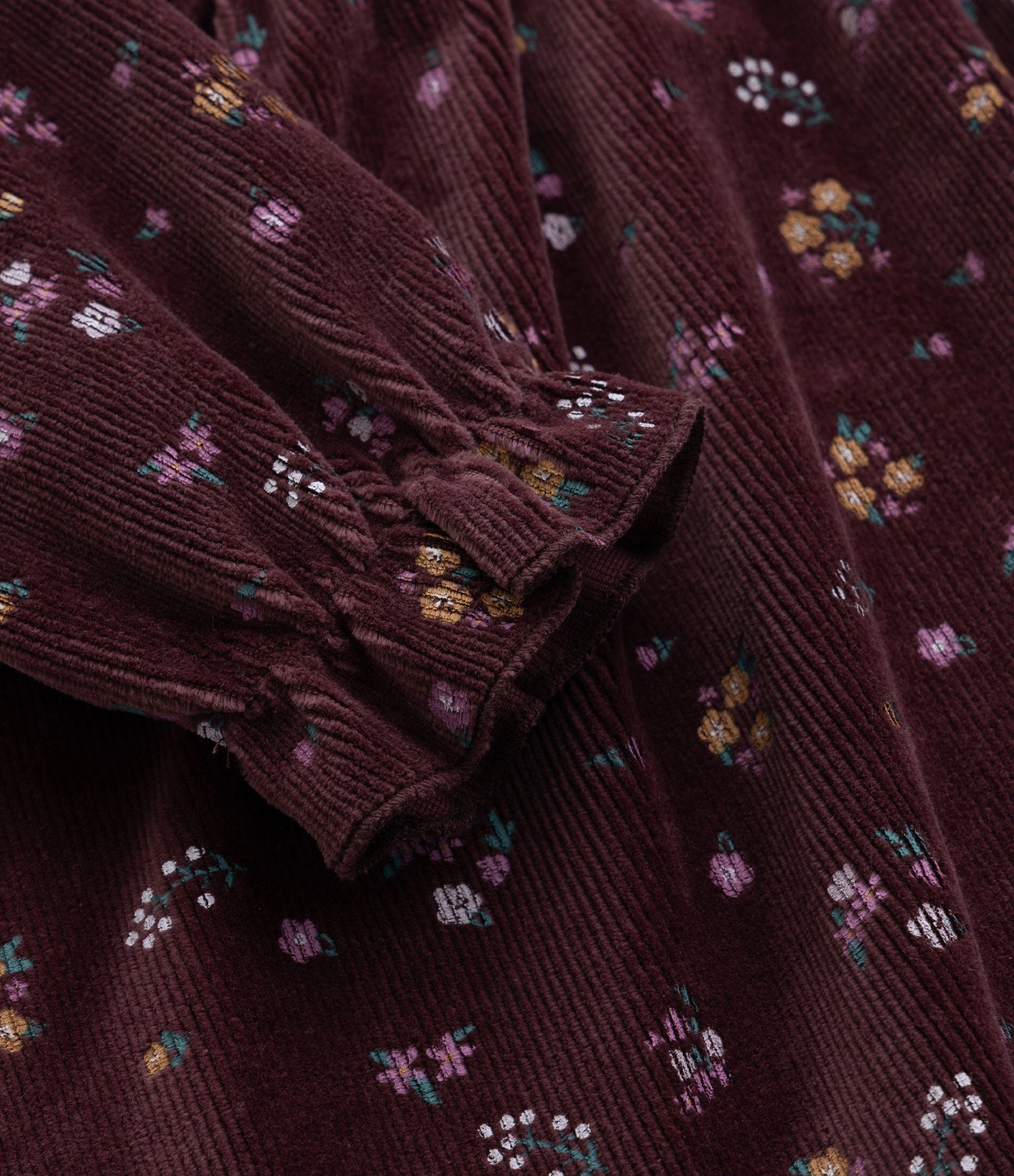 Vestido Infantil em Veludo com Estampa Floral - Tam 1 a 5 Anos Vermelho Escuro 6