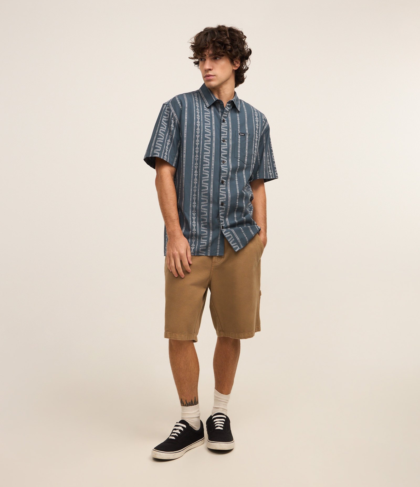 Camisa Relaxed em Jacquard com Listras Étnicas Azul 2
