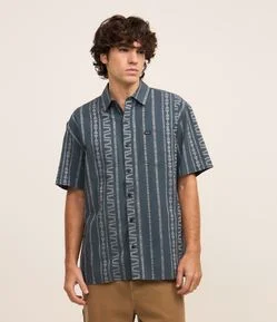 Camisa Relaxed em Jacquard com Listras Étnicas